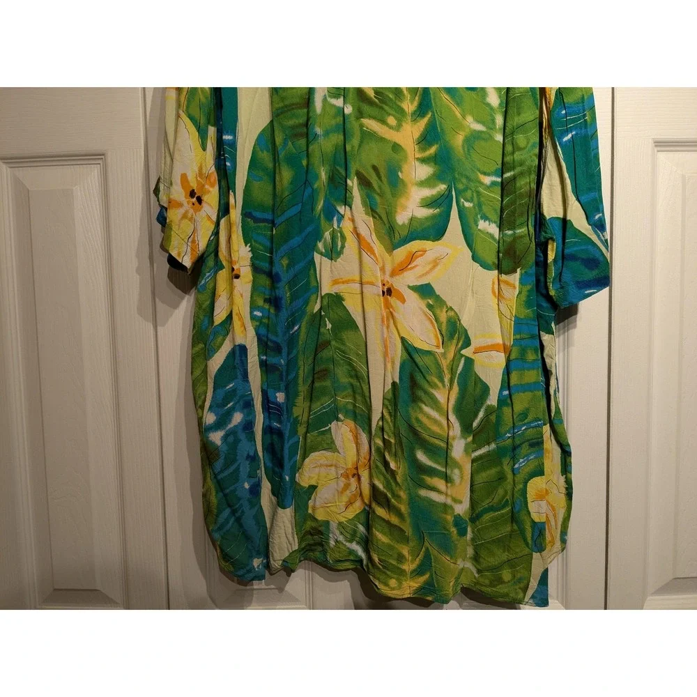 Vtg. Jams World Shirt Mens 2XL Green Tropical Floral Hawaiian Aloha Rayon‎ USA - Picture 10 of 15